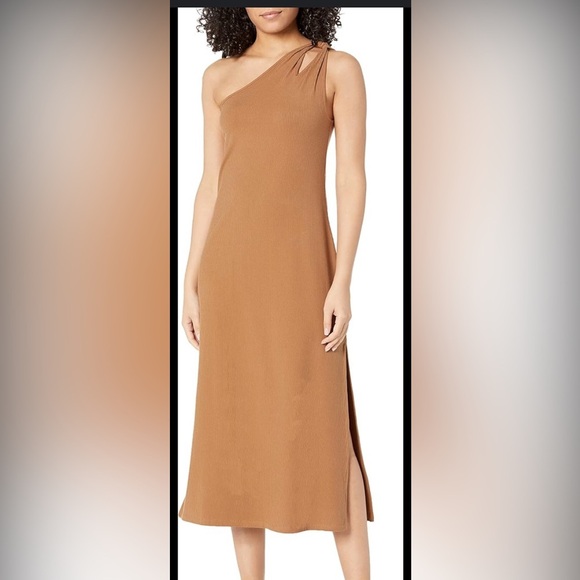 The Drop Mickey Loose-fit One-Shoulder Cutout Rib Knit Maxi Dress NWT 3x Tan fem - Picture 4 of 7